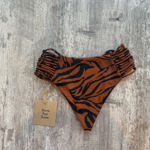 Stone Fox Swim Zebra Print Bikini Bottom MRSP $68 - Picture 2 of 8